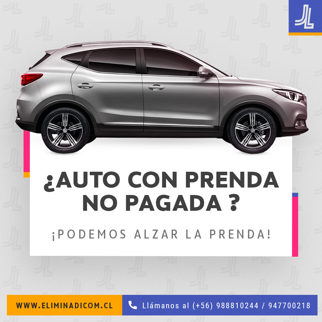 ELIMINAMOS EMBARGOS Y PRENDAS DE AUTOS. ¿PROBLEMAS CON LA CUOTA DEL AUTO? ¿AUTO CON PRENDA? PODEMOS AYUDARTE! Deudas con Tanner, Forum, Santander Consumer, Amicar etc ¿EMBARGO DEL AUTO POR MÁS DE 3 AÑOS? Recuerda que las deudas no son delito, por lo tanto nadie BUSCARÁ el vehículo más que un receptor una sola vez en el domicilio registrado para tratar de retirarlo. Si tienes una demanda por deuda del auto no lo estaciones en tu casa hasta que deje de ser buscado por el receptor. Tel:988810244/ consultas@eliminadicom.cl